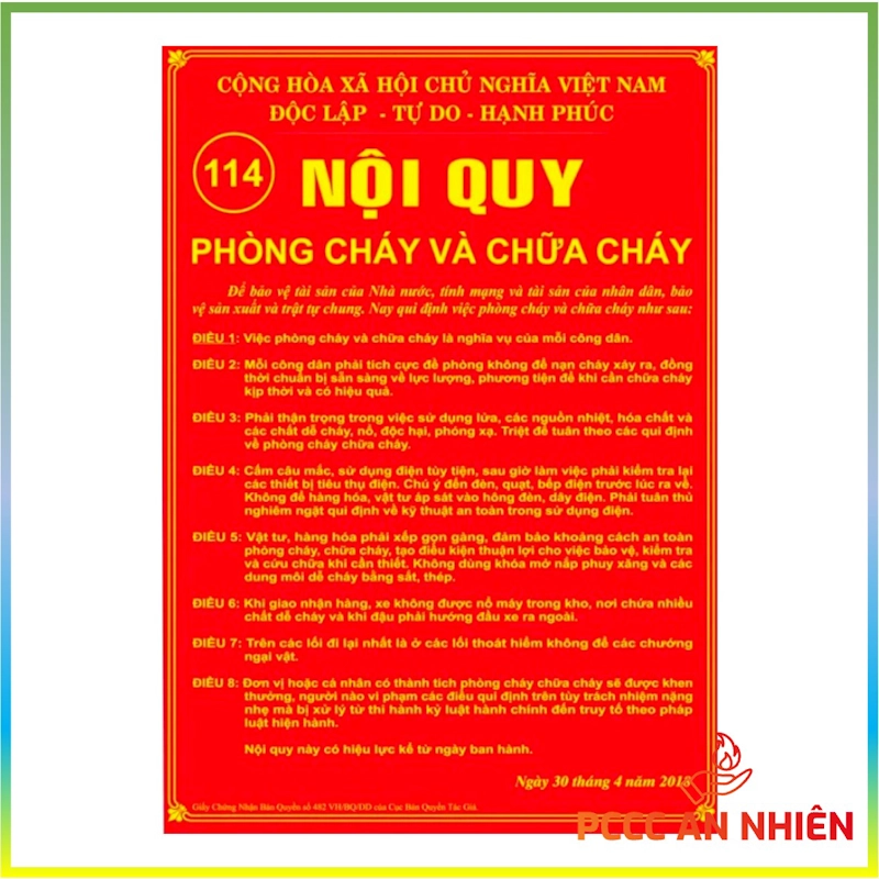 Hình ảnh sản phẩm Bảng nội quy PCCC bằng mica